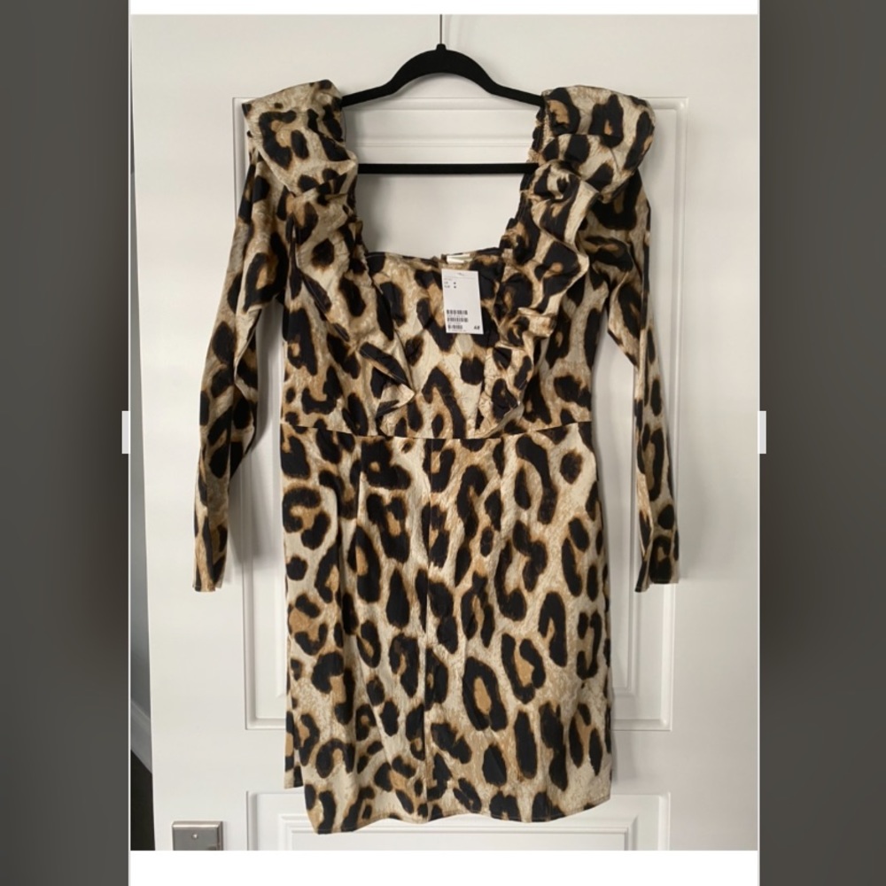 Brand new H&M Ruffle Trim Leopard Print Dress